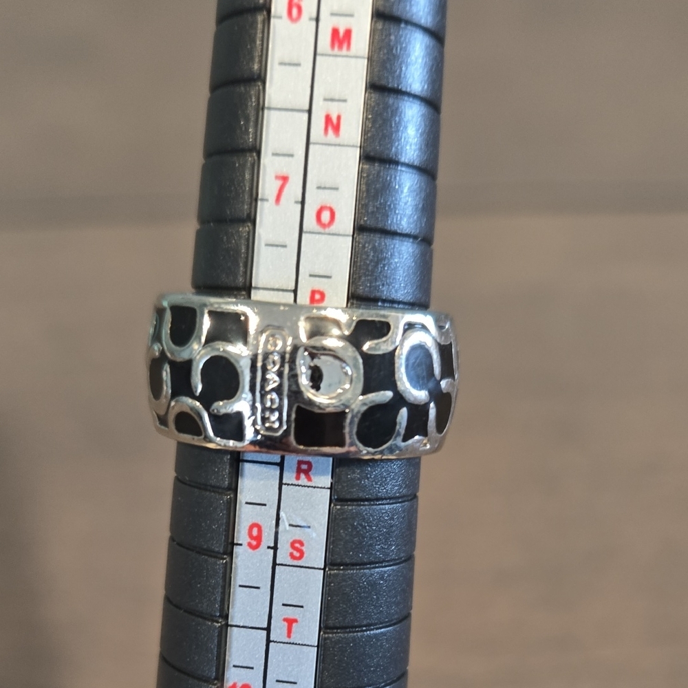 Silver and Black Patterned Ring